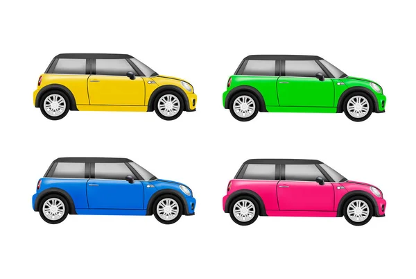 Modelo Realista Mini Coche Vector Aislado Sobre Fondo Blanco — Vector de stock