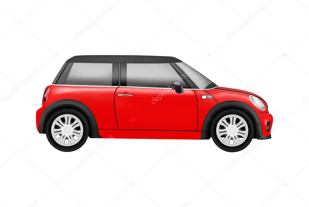 realistic model of a mini car in vector isolated on white background