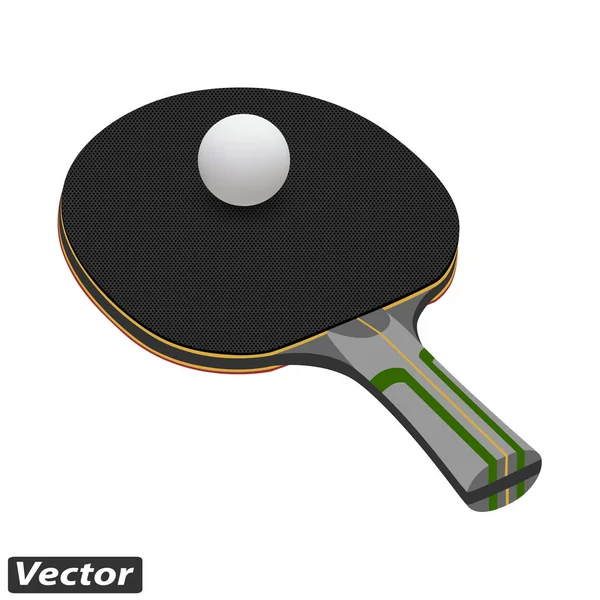 Raqueta Para Tenis Mesa Foto Realista Aislado Sobre Fondo Blanco — Vector de stock