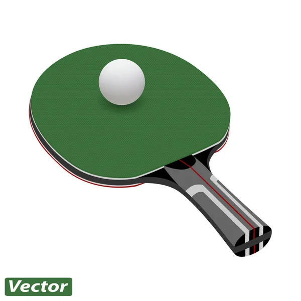 Racket Table Tennis Photo Realistic Isolated White Background — Stock Vector