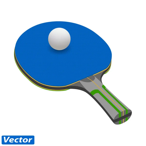 Racket Table Tennis Photo Realistic Isolated White Background — Stock Vector