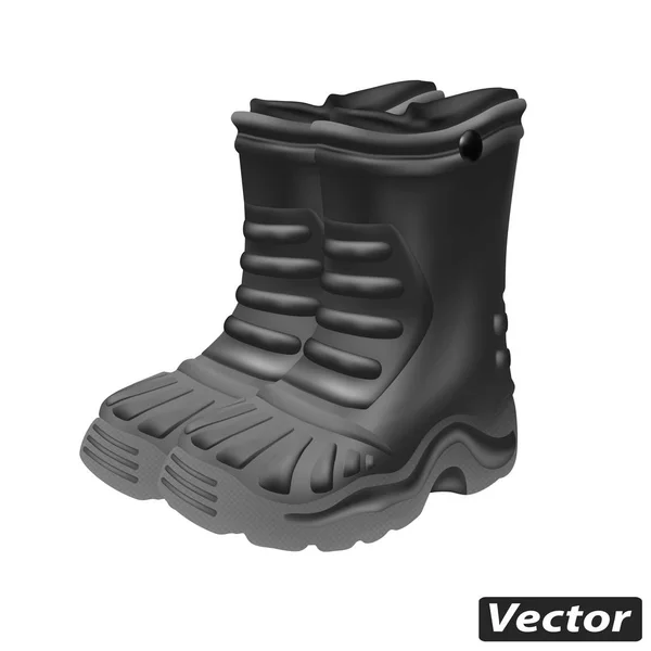 Botas Borracha Vetor Isolado Fundo Branco Fotorealismo — Vetor de Stock