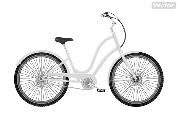 Foto Realista Vetor Bicicleta Isolado Fundo Branco — Vetor de Stock