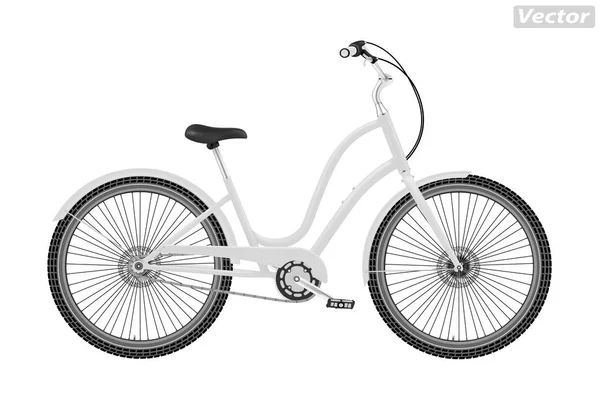 Foto Realista Vetor Bicicleta Isolado Fundo Branco — Vetor de Stock