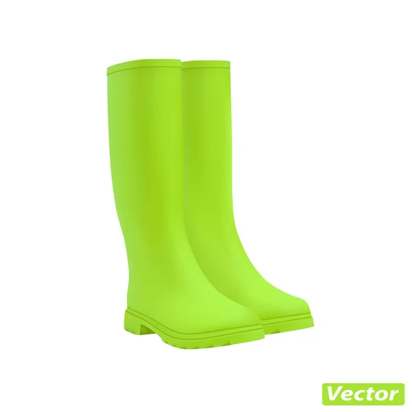 Photorealistic Rubber Boots Vector Isolated White Background — Stock Vector