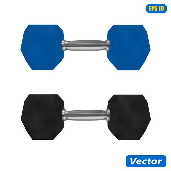 Dumbbells Isolated White Background Photo Realistic Vector Illustration — Stock Vector