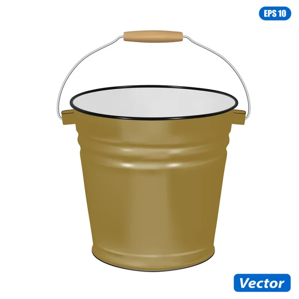 Zománc Vödör Elszigetelt Fehér Háttér Vektor Illusztráció Fotóhasználat — Stock Vector