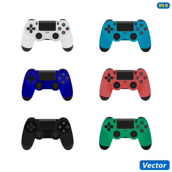 Manettes Jeu Pour Console Isolée Sur Fond Blanc Illustration Vectorielle — Image vectorielle