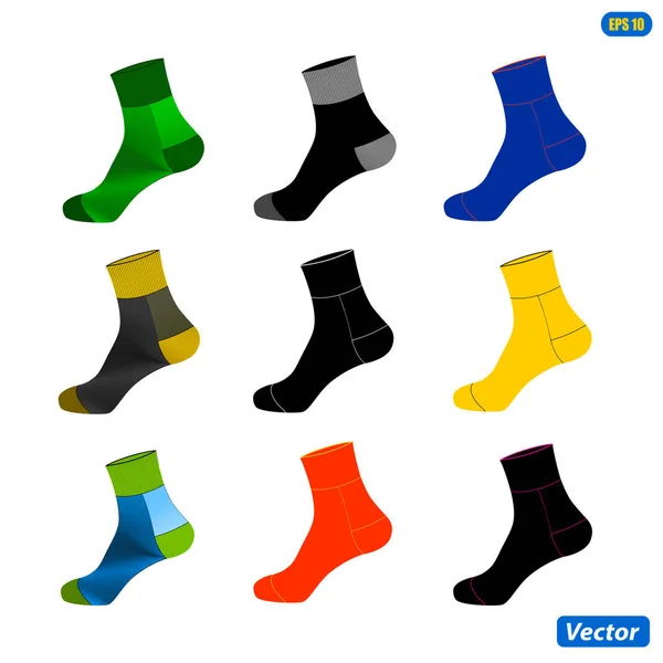 Realistické Rozložení Ponožek Jednoduchý Příklad Šablony Vektorové Ilustrace Izolovaných Bílém — Stockový vektor