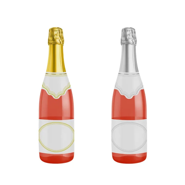Eine Flasche Rosa Champagner Fotorealistische Vektorillustration — Stockvektor