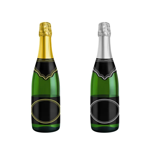 Bouteille Champagne Illustration Vectorielle Photo Réaliste Isolé Sur Fond Blanc — Image vectorielle