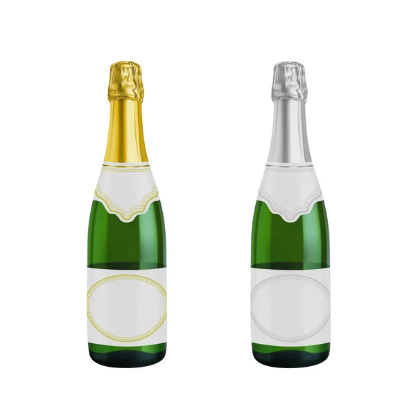 Champagnerflasche Fotorealistische Vektor Illustration Isoliert Auf Weißem Hintergrund — Stockvektor
