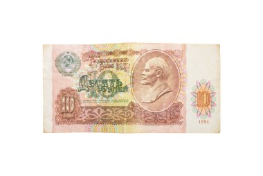 Sovyet 10 beyaz arka plan üzerinde izole ruble