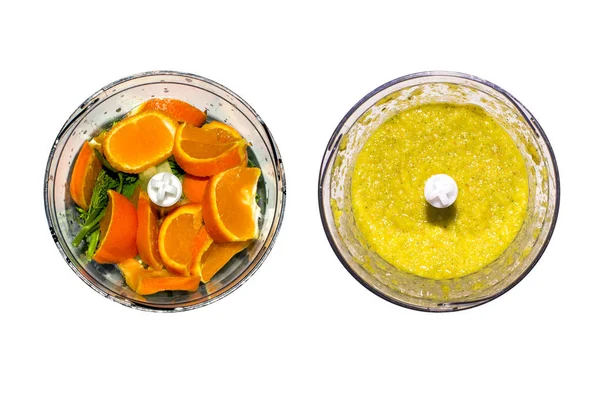 Meyve ve sebze blender beyaz arka plan üzerinde. Blender beyaz arka plan üzerinde sebze ve meyve smoothies.