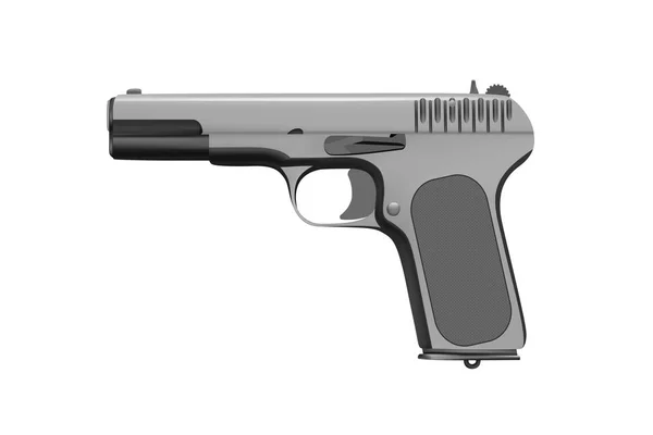 Pistola Aislada Sobre Fondo Blanco Ilustración Vectorial Combate Pistola Automática — Vector de stock