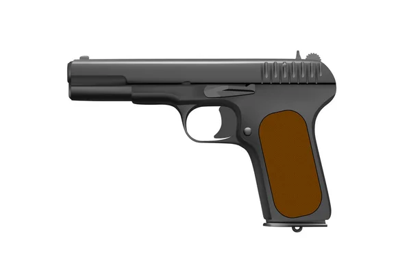 Pistola Isolada Fundo Branco Ilustração Vetor Combate Automático Uma Pistola — Vetor de Stock