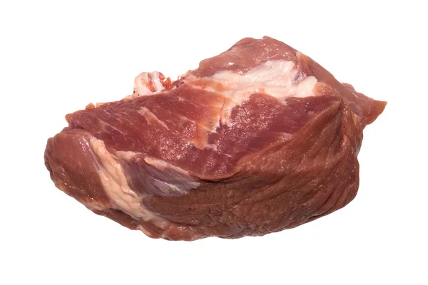 Bucată Carne Fundal Alb Bucată Porc — Fotografie, imagine de stoc