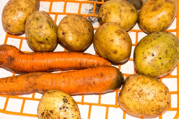 Sayur Sayuran Untuk Soup Latar Belakang Vegetables Potatoes Dan Wortel — Stok Foto