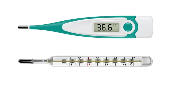 Электронный Термометр Векторе Термометр Измерения Температуры Тела Векторе — стоковый вектор