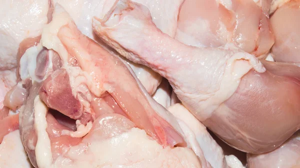 Tło Świeżego Kurczaka Surowego Goleń Uda Skrzydła Kurczaka — Zdjęcie stockowe