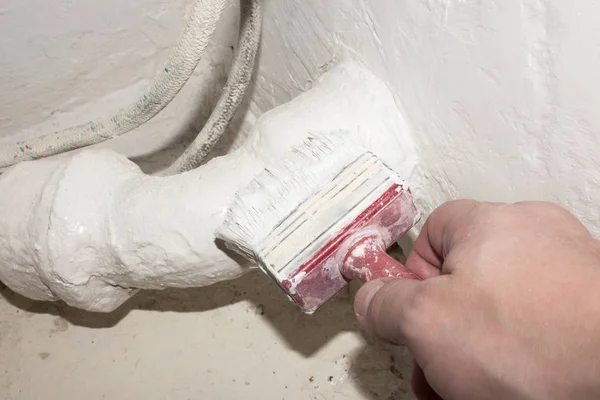 Pintura Del Cuarto Baño Blanco Baño Encalado —  Fotos de Stock