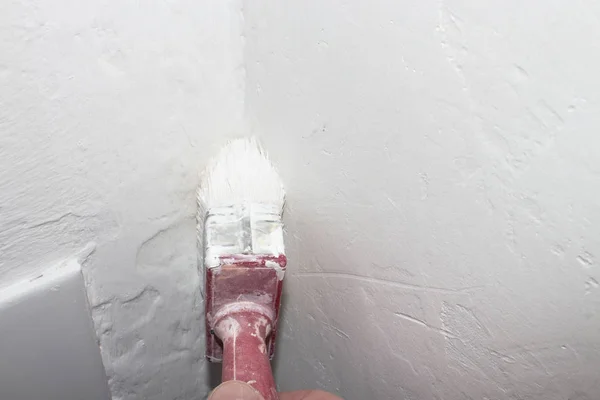 Pintura Del Cuarto Baño Blanco Baño Encalado —  Fotos de Stock