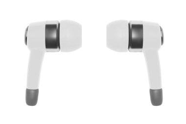 Vektörde kablosuz beyaz kulaklıklar. Mobil aygıtlar için kablosuz kulaklık..