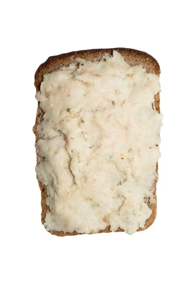 Brood Met Geraspte Reuzel Knoflook Sandwich Met Reuzel Een Witte — Stockfoto