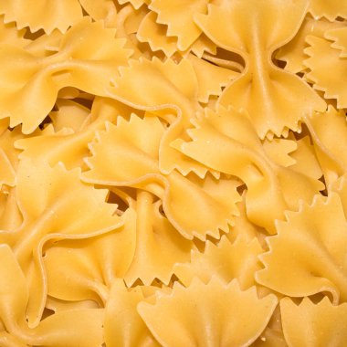 Kelebek şeklinde makarna. Makarna arkaplanı..