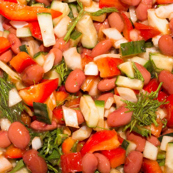 Ensalada Verduras Con Judíos Ensalada Fondo Con Judías Verduras —  Fotos de Stock