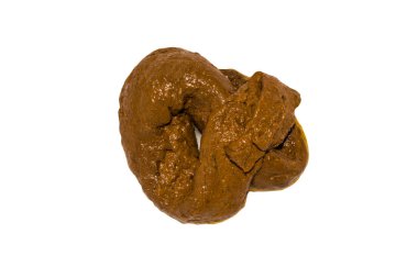 Beyaz arka planda izole poop. Beyaz bir arka planda bok. İnsan dışkı.