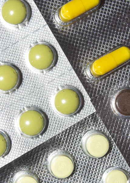 Léky Pilulky Pozadí Různých Tablet — Stock fotografie