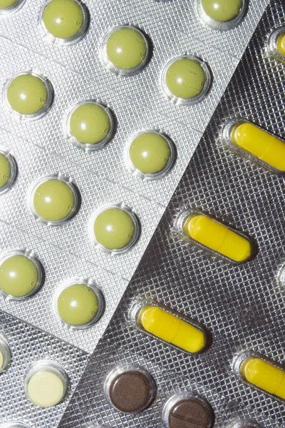 Léky Pilulky Pozadí Různých Tablet — Stock fotografie