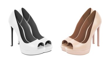 Beyaz arka planda bir vektör içinde kadın ayakkabıları. Yüksek topuklu ayakkabı çizimi.