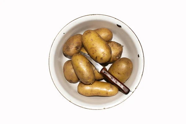 Batatas Não Descascadas Frescas Fundo Batatas — Fotografia de Stock