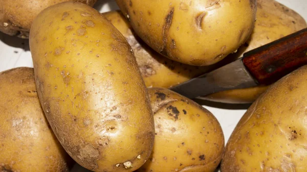 Fresh Unpeeled Potatoes Background Potatoes — Stok Foto