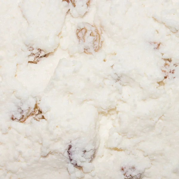 Cottage Kaas Met Rozijnen Textuur Van Cottage Cheese Curd Achtergrond — Stockfoto