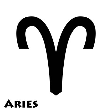 Zodyak işaretinin logosu beyaz arkaplandaki bir vektörde Koç burcu.