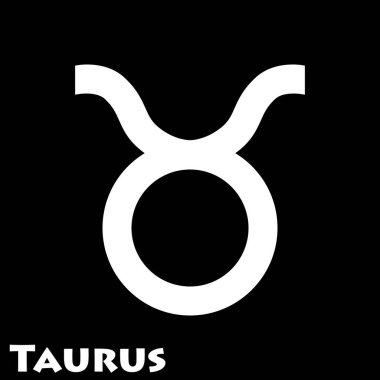 Zodyak logosu beyaz arkaplandaki bir vektörde Taurus işareti.