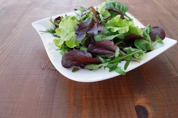 Salade fraîche de légumes mélangés dans une assiette — Photo