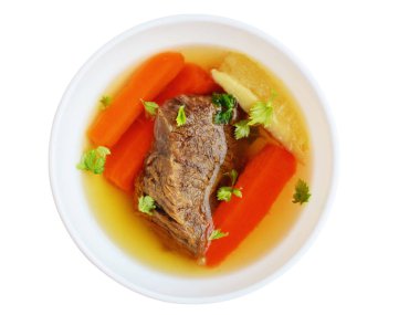 Açık et suyu, kemik suyu, et ve sebze ile bouillon