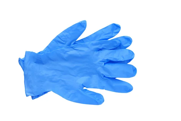 Blauwe Medische Handschoenen Geïsoleerd Witte Achtergrond — Stockfoto