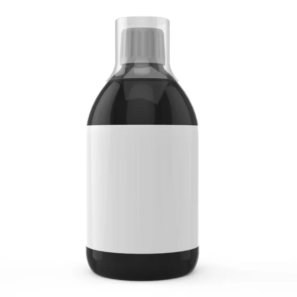 Инсталляция Макет Черной Бутылки Белом Фоне — стоковое фото