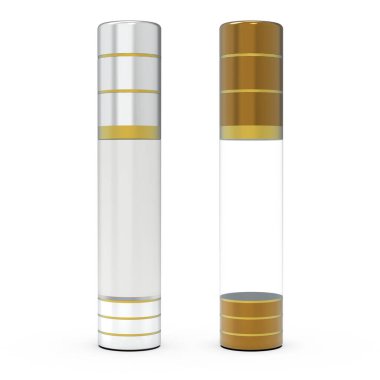 3d İllüstrasyon, Kozmetik Altın & kıymık şişesi maketi, Fotoğraf-gerçekçi paketleme şablonu