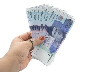 Pakistan para birimi, el ele tutuşan banknotlar, Pakistan bankası rupileri.