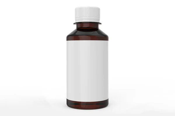 Illustration Amber Bottle Mock White Cap Photo Realistic Packaging Mockup — Stock Photo, Image