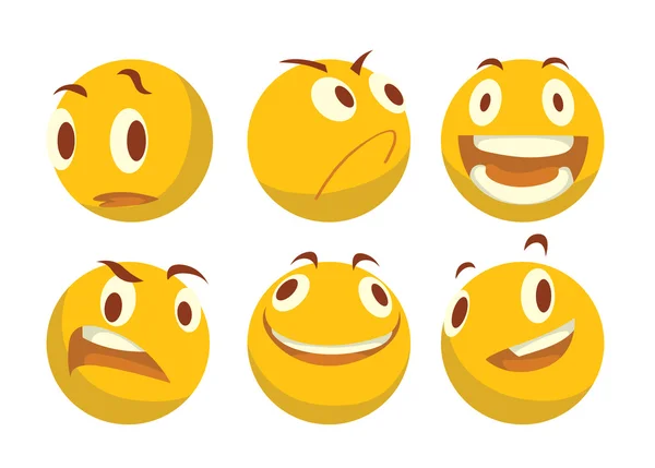 Conjunto de emoticons amarelos — Vetor de Stock