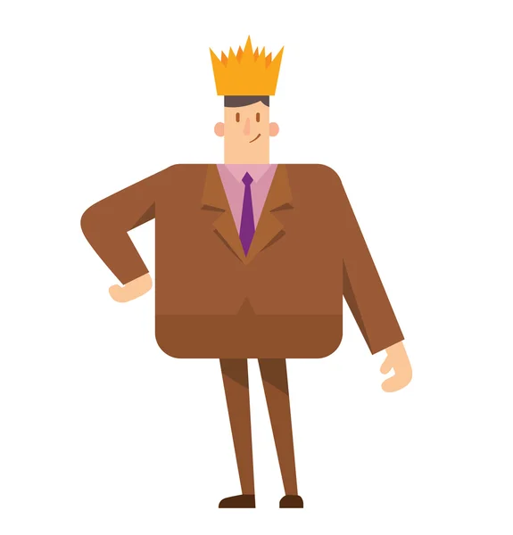 Square businessman with a golden crown — Stock Vector