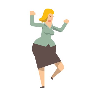 Yuvarlak kızgın iş kadını küfür