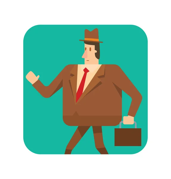Marco, hombre de negocios cuadrado con un maletín caminando — Archivo Imágenes Vectoriales
